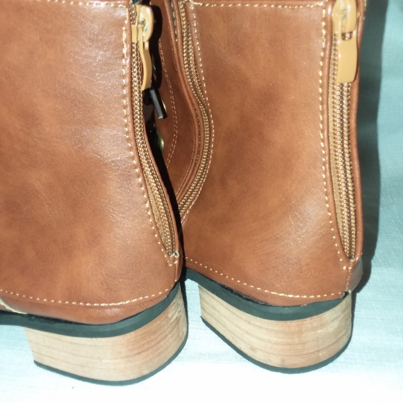 Brown Zip Up Lace Up Faux Leather Combat Moto Style Boots Women's Sz 37 US 6 EUC - Picture 12 of 14